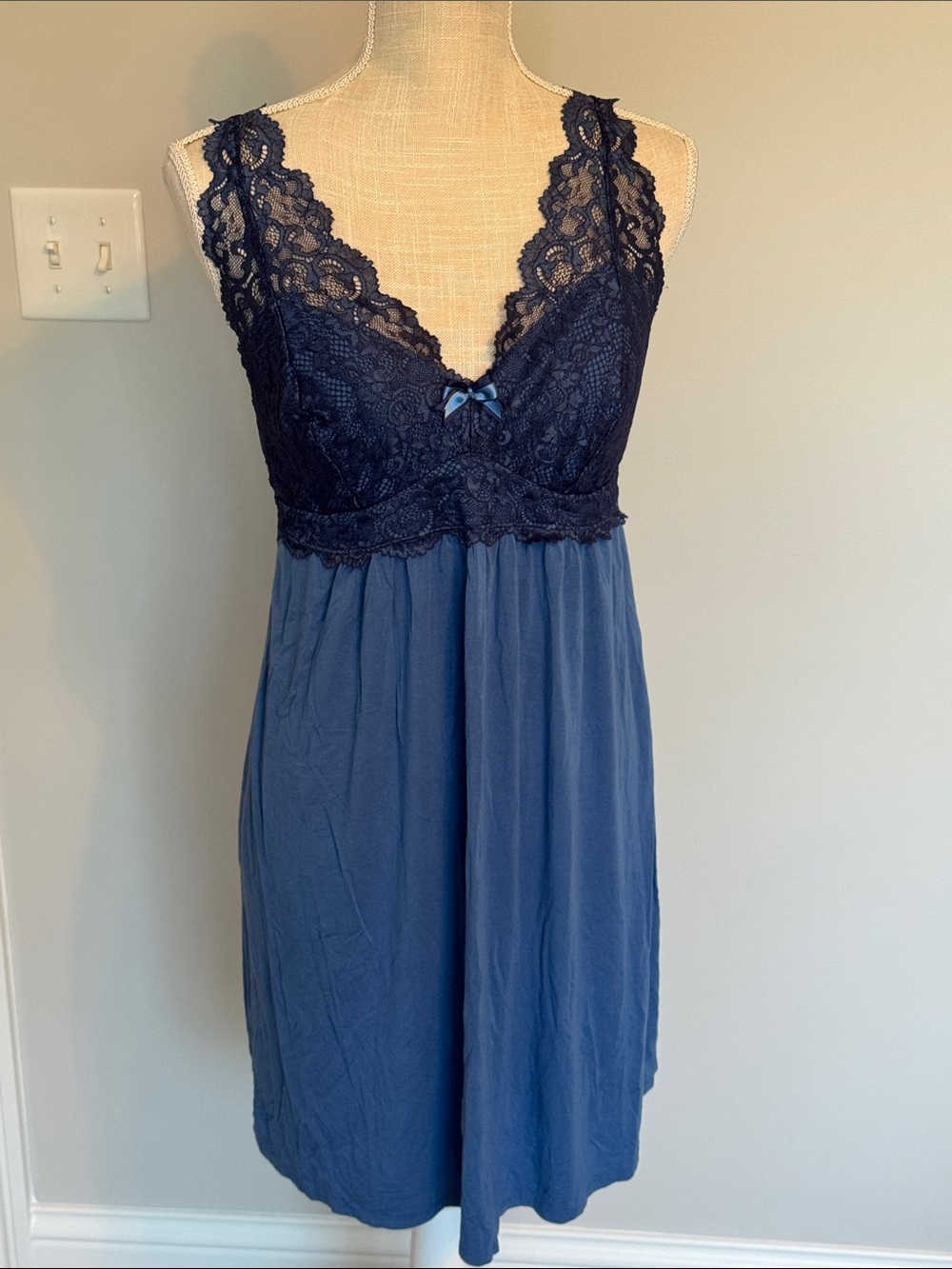 Soma Lace-Trim Blue Chemise